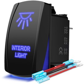 MicTuning LS083101JL Kit de interruptor basculante retroiluminado por láser para vehículos marinos en lanchas, encendido/apagado, luz interior, 20 A 12 V luz LED, Azul