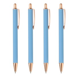 PATIKIL Metal Ballpoint Pen 4 Drawer Pens Black Ink 1.0mm Points Gift for Women Teacher Office Notetaking Journaling Blue