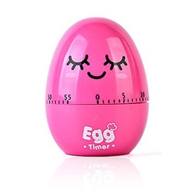 Xrten Cartoon Kitchen Timer, Mechanical Egg Timer, Egg Shaped Cooking Timer, Short Timer (Pink)