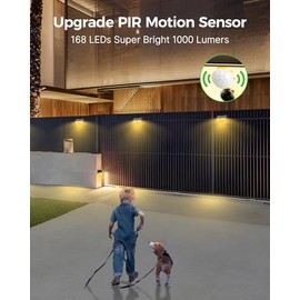nipify nipify Warmwei? Solarlampe Bewegungsmelder, 6 Stck 168LED Solarleuchten Au?enleuchte, 3 Modi IP65 Wasserdicht Solar Lampe Scheinwerfer fr Au?en Wand Garten