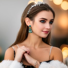 GLUBU Christmas Earrings For Women Fun Candy Cane Dangle Earrings Christmas Bow Earrings Lightweight Holiday Earrings Christmas Jewelry Gift, Clay, No Gemstone