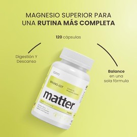 Matter Magno-Cit, Citrato de Magnesio Quelado USP, Apoya la Función Muscular, Nerviosa y Digestiva, Certificación Kosher y Halal, Alta Biodisponibilid
