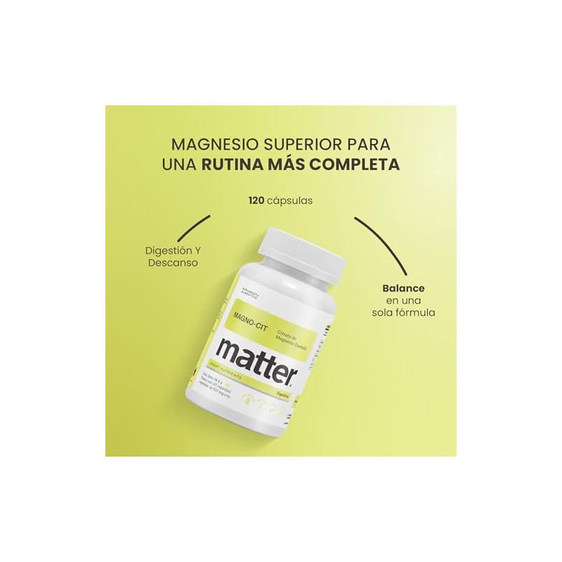 Matter Magno-Cit, Citrato de Magnesio Quelado USP, Apoya la Función
