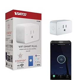 Satco S11266 Starfish On/Off WiFi Smart Plug Outlet, Works with Siri, Alexa, Google Assistant, SmartThings, White