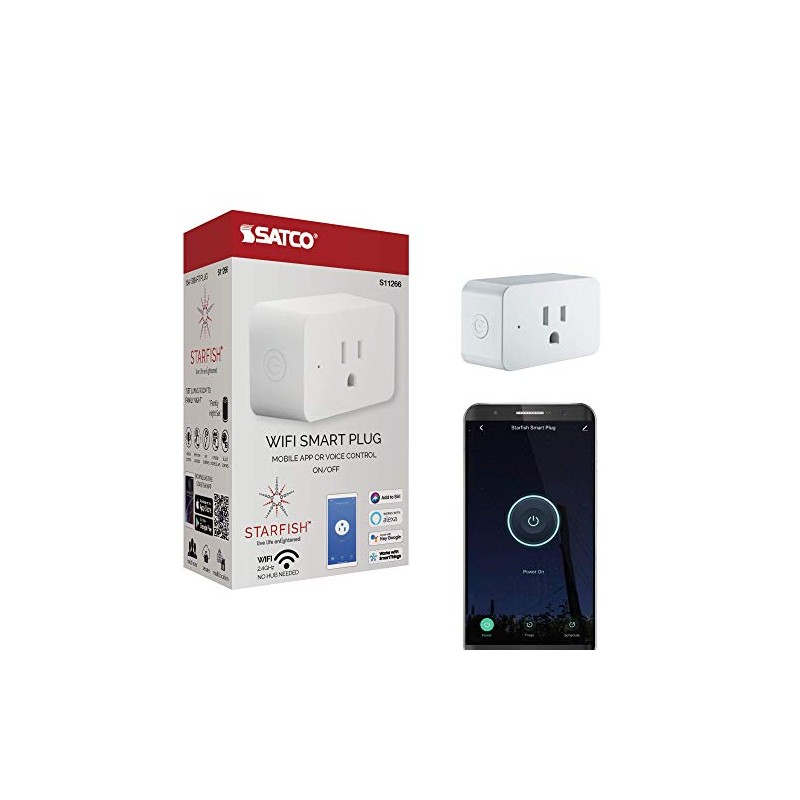 Satco S11266 Starfish On/Off WiFi Smart Plug Outlet, Works with
