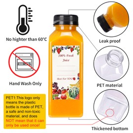 SUPERLELE SUPERLELE 20pcs 16oz Juice Bottles, Plastic Juicing Bottles with Caps, Clear Drink Containers with Lids for Drinking, Smoothie and Other Beverages
