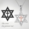 YFN Cross in Star of David Necklace Sterling Silver Jewish