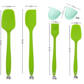 SANNWEEN 6 PCS Silicone Spatula Set, Spatula Silicone Heat Resistant for Nonstick Cookware - Silicone Kitchen utensils set for Kitchen Use Cooking Baking Mixing with Oven Mitts, BPA Free, 600°F, Green