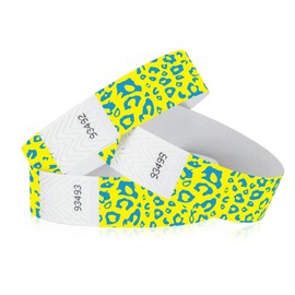500 WristCo Neon Cheetah Tyvek Wristbands for Events – Security Cuts & Tamper-Proof Design to Prevent Reuse – Premium-Grade Bracelets for Hospital & Medical ID, Party & VIP Identification