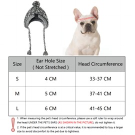 Pet Pompom Knitted Hat, FainFun Knitted Warm Windproof Dog Hat, Windproof Pet Headgear for Winter, Grey Knitted Dog Caps, Fluffy Warm Dog Hat with Long Braid, S