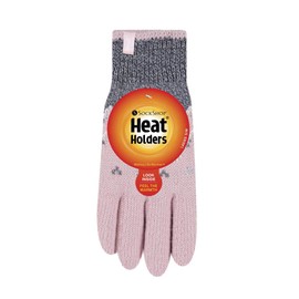 HEAT HOLDERS - Ladies Cute Striped Fairisle Warm Knitted Fleece Lined Winter Thermal Gloves (S/M, Coral (Trondheim))