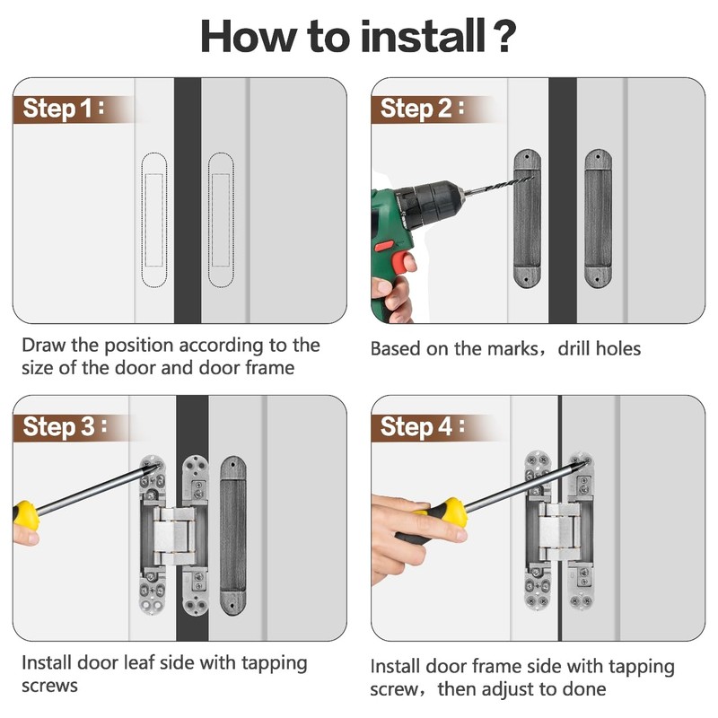 Onedaful 2 Kits 6 inch Stainless Steel Hidden Door Hinges
