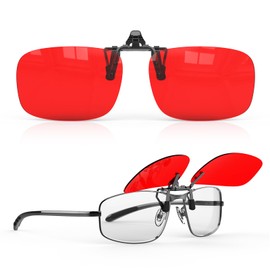 Goiteia Red Clip on Blue Light Blocking Glasses for Sleep-Block Blue & Green Light, Improve Sleep, Relieve Eye Strain and Headaches, Red Light Glasses for Screen Use