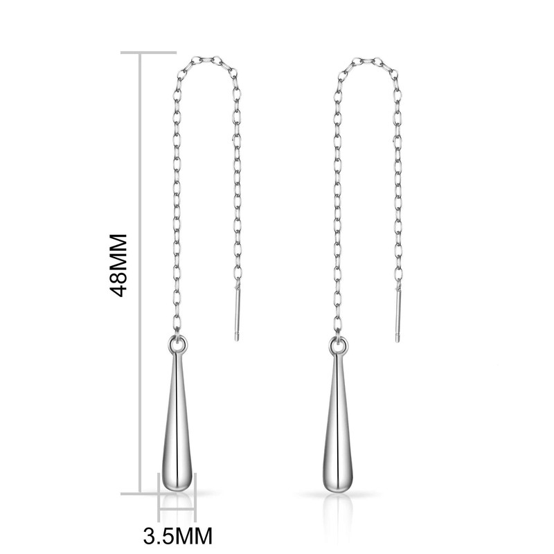 Philip Jones Sterling Silver Teardrop Thread Earrings