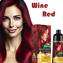 Toae Golden Brown Hair Dye Shampoo 3 in 1 for Women - Moisturizing Formula with Mild and Low Irritation, 400ml, 13.6 Fl Oz various color - Colour: Wine red