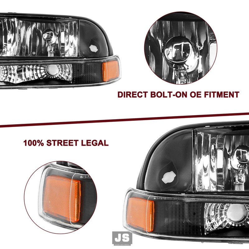 JSBOYAT 4 PCS Headlight Assembly Replacement for 1998-2005 Chevy Blazer