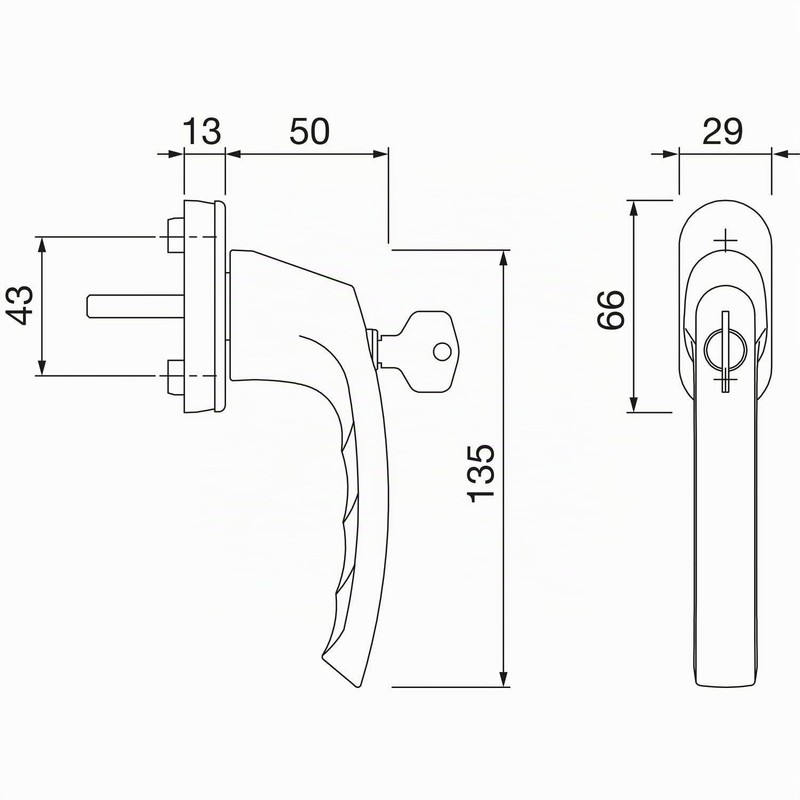 Hoppe 11715911 Window Handle LIÈGE-Secu100 Lock Cylinder VK 7 x
