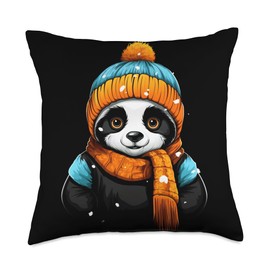Beanie Knitted Cap Hat Panda Lover Panda Beanie Knit Cap Hat Wool Winter Fall Outdoor Throw Pillow, 18x18, Multicolor
