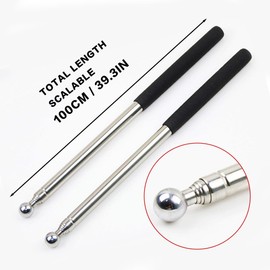 Visxcnu Extendable Pointing Rod, Stainless Steel Telescopic Teaching Rod, 1 m Extendable Telescopic Rod, for Teachers, Whiteboard, Blackboard Pointer for Presentations, Formats, Seminars - Black