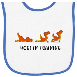 inktastic Yogi in Training Baby Tyrannosaurus Rex Baby Terry Cloth Bib White and Royal 3c87f