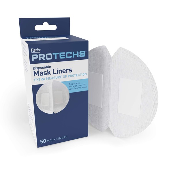 Flents Protechs Disposable Mask Liners, Non-Woven, Extra Protection, 50 Liners, White