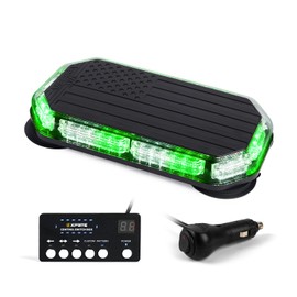 Xprite White Green Rooftop Emergency Strobe Light Bar, US Flag Beacon Safety Flashing Warnin Lights w/Control Panel Magnetic Base for Construction Trucks Plows Postal Security Cars