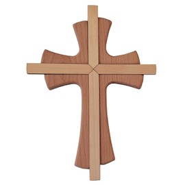 Kaltner Präsente Geschenkidee - Wandkreuz Echtes Holz Buche Kreuz Kruzifix für die Wand 25 cm modern