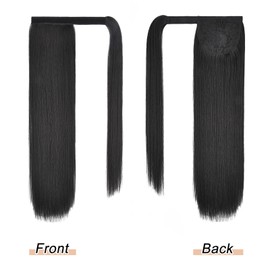 Yamel Ponytail Extension Natural Long Straight 28 Inch Wrap Around Fake Ponytail Synthetic Hair Extensions Clip in Ponytail Hairpiece for Women