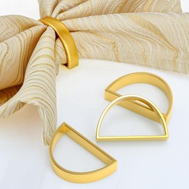 Set of 8 Gold Napkin Rings, Semicircle Metal Gold Napkin Holder Buckles for Party, Family Dinner, Wedding, Table Decorations