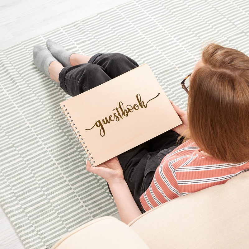 Scripted Font Wooden Engraved Guestbook | Perfect for Wedding Reception