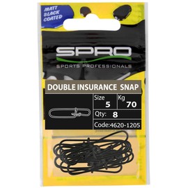 Spro Matt Black Double Insurance Lock Snap – Safety Pendant for Spin Fishing, Fishing to Spinning Rods, Safety Snap