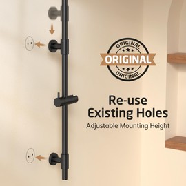 KES Matte Black 30-Inch Shower Slide Bar with Adjustable Handheld Shower Head and 59-Inch Hose, 5-Function Hand Shower with Wall Mount Shower Slide Bar Set 18/8 Stainless Steel, F209S78-BK-C1
