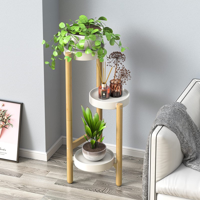 Wisuce Bamboo Plant Stands Indoor, 3 Tier Plant Stand Tall