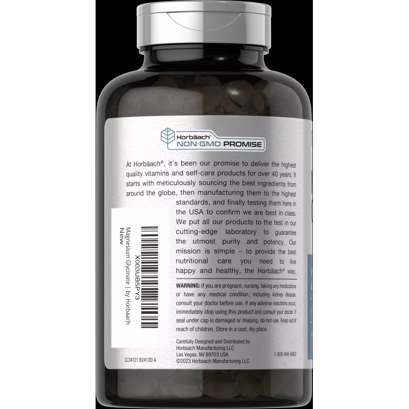 Horbäach Magnesium Glycinate Capsules 250 mg | 120 Softgels |