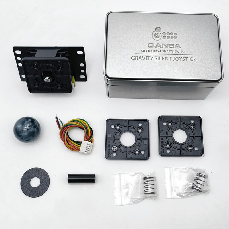 QANBA Gravity V8 アケコン レバー 重力機械軸 静音レバー 0.5倍/2倍の弾力 四角ガイド 円形ガイド