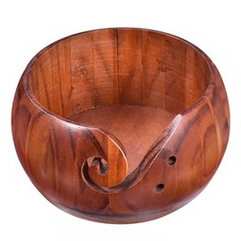 Wooden Yarn Bowl, Weaving Thread Bowl, Crochet Bowl Organizer, Crochet Bowl Holder with Carved Holes, Yarn Basket Yarn Storage Bowl for DIY Handmade Crafts