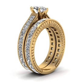 TWO RINGS His Hers Wedding Ring Sets Couples Rings Women's 10k Yellow Gold Filled White CZ Wedding Engagement Ring Bridal Sets & Men's Titanium Wedding Band, women's size 7 & men's size 10, Yellow