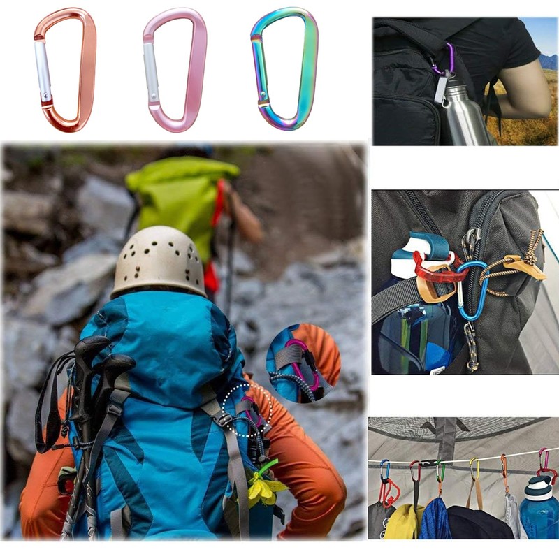2 Pack Pink Carabiner Clip, 3" Aluminum Alloy Caribeener D