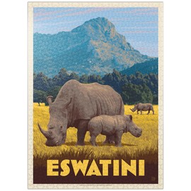 MyPuzzle Eswatini Afrika Vintage Poster - Premium 1000 Teile Puzzle für Erwachsene