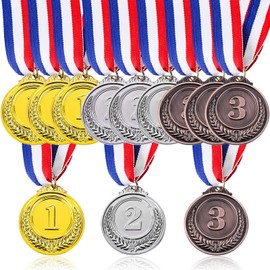Shindel 12PCS Winner Award Medals, Kids Metal Gold Silver Bronze Medals for School Class Awards Birthday Present Dress Up
