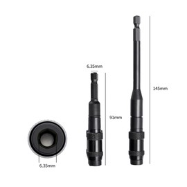 IUSOT 2 Pcs Magnetic Drill Bit Holders, 1/4" Hex Pivoting Bit Holder, 20 Degree Rotary Quick Release Drill Extension Screwdriver Bit Holder for Narrow Spaces or Corners, 91mm & 145mm (Black)