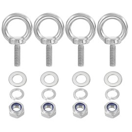 PATIKIL M8 x 25mm Eye Bolt with Nut, 4 Pack 304 Stainless Steel Lifting Shoulder Eyebolt Lift Thread Screws for Hanging, Silver