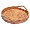 ANKUR Round Rattan- Serving Tray-Decorative Woven Ottoman-Trays with Handles for
