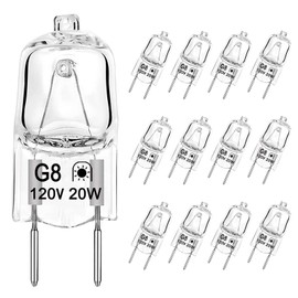 VITUNOV G8 Halogen Bulb 120V 20W Xenon Under Cabinet Lighting Replacements T4 Type 2 Pin Base Dimmable 2700K Warm White (12 Pack)