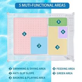 BETAZOOER Turtle Tank with Adjustable Water Pump Filter, Full View Visually Tortoise Aquarium Habitat, Easy Changing Water and Cleaning for Small Amphibious Creatures Reptiles (23×13.5×10Inch)