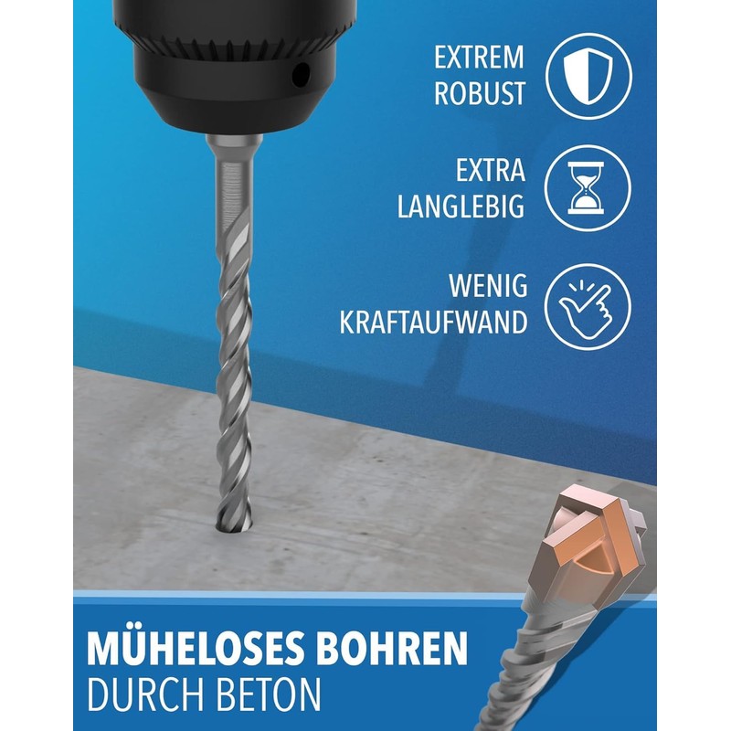 STONE REEF Concrete Auger Drill Bit Set, Professional, 7-Piece, Including