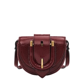 Fossil Micro Flap Harwell ZB1952631 Women's Crossbody with Crinkled Look Patent Leather, red