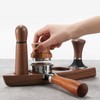 Boat Shape Coffee Tamper Holder Walnut Wood Coffee Distributor Holder
