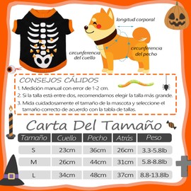 HEKE 6 Piezas Disfraz de Mascota de Halloween, Ropa para Perro y Gato, Disfraz de Mascota Fiesta de Cosplay para Perros Pequeños, Medianos, Gatos, Ropa, Calabaza/Fantasma, M