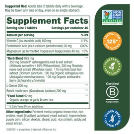 MegaFood MegaFood Adrenal Strength - Sensoril Ashwagandha, Vitamin C, fermented Magnesium Glycinate, Rhodiola Rosea, Reishi Mushroom & Food Blend - Supports a Normal Stress Response - 90 Tabs (45 Servings)